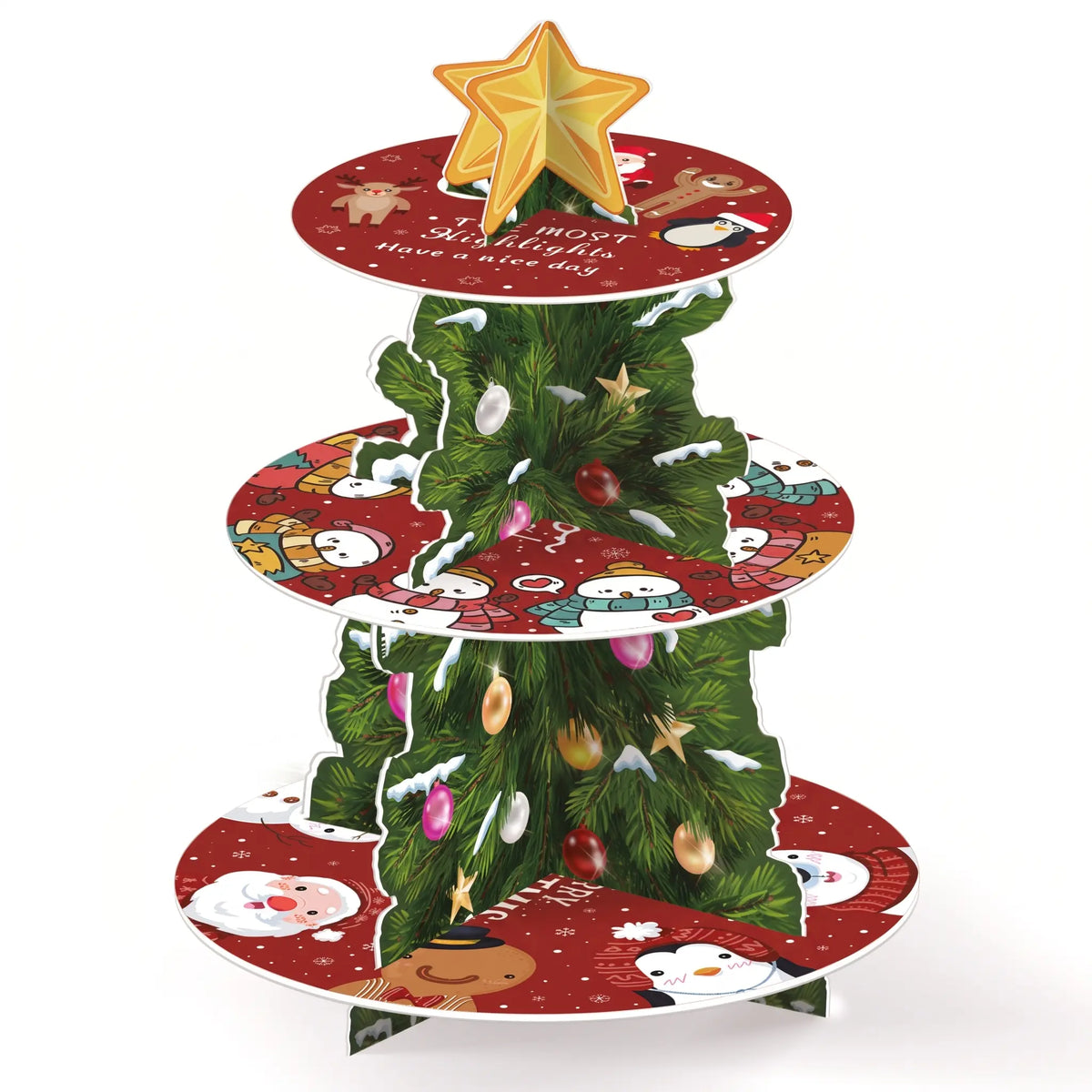Christmas tree cardboard cupcake stand with star topper eco friendly