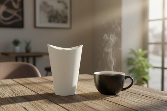 Yongfa Packaging butterfly cup — 100% plastic-free, lid-free 300gsm paper cup for coffee shops and events