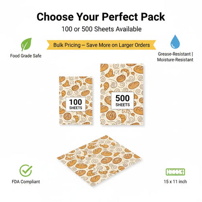 Greaseproof Deli Wrap Paper Sheets Wholesale – 15"x11" Basket Liners