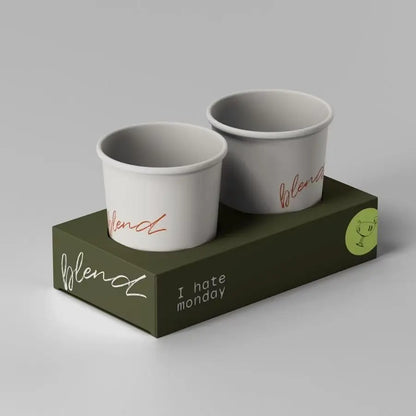 Custom printed Kraft paper double coffee cup carrier with handle, designed for takeout coffee and drinks from YongFa Packaging.