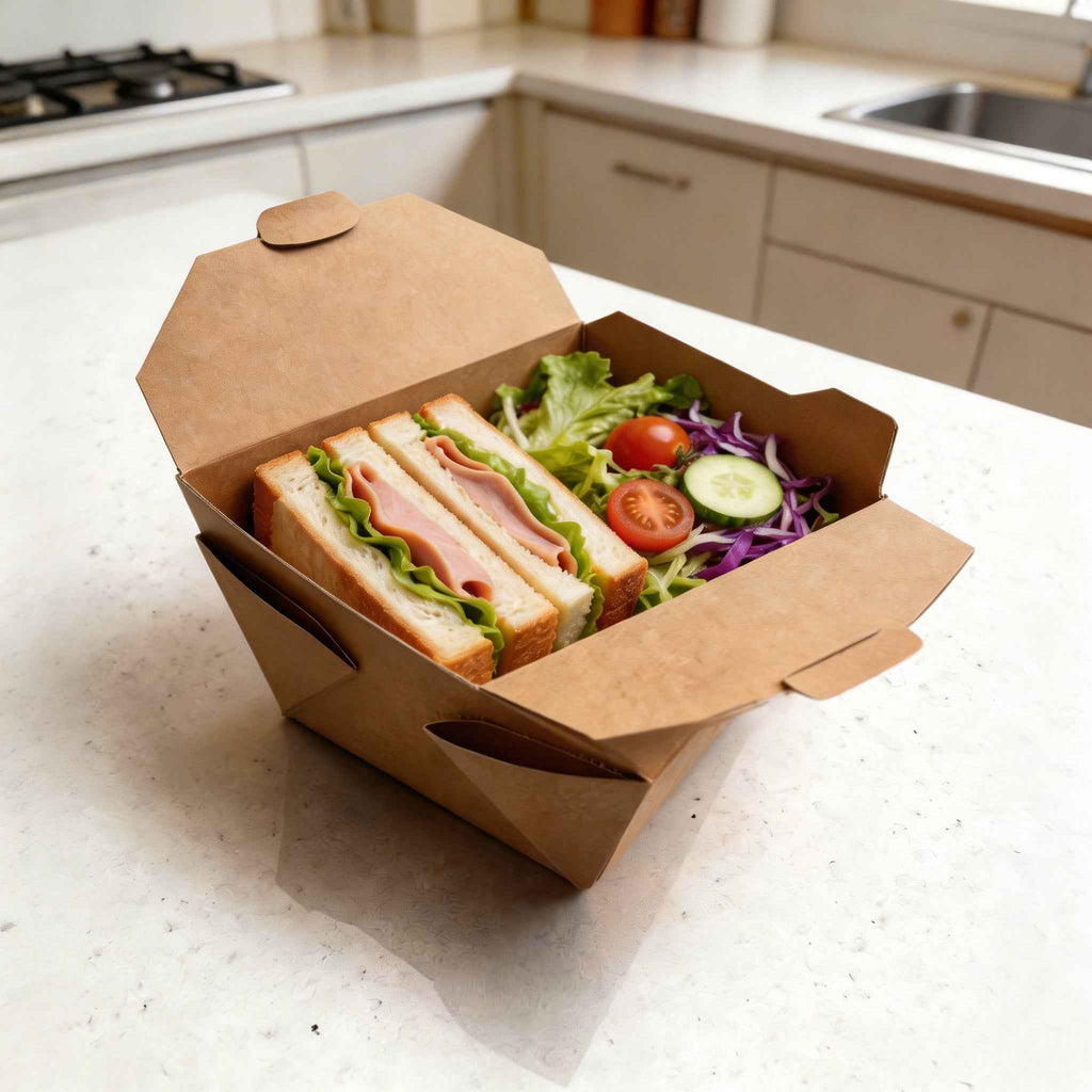 Eco-Friendly Takeout Box with Locking Lid & Reinforced Corners - Custom Printed Kraft Paper Food Container - YongFa Packaging