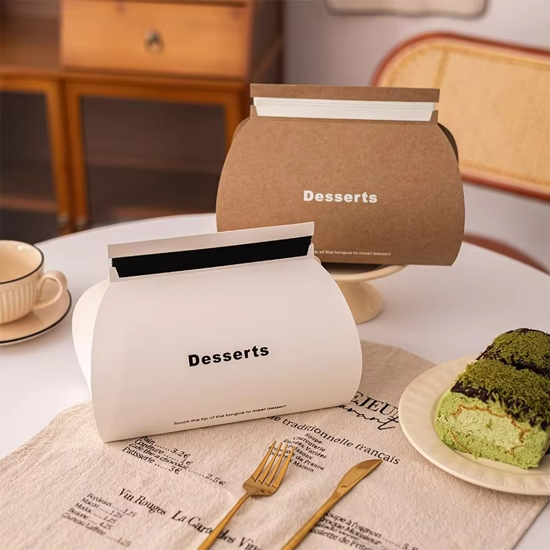 Custom Dessert Boxes in Unique Shapes for Tiramisu, Mousse & French Roll Cakes - White Card/Kraft Paper Packaging - YongFa Packaging