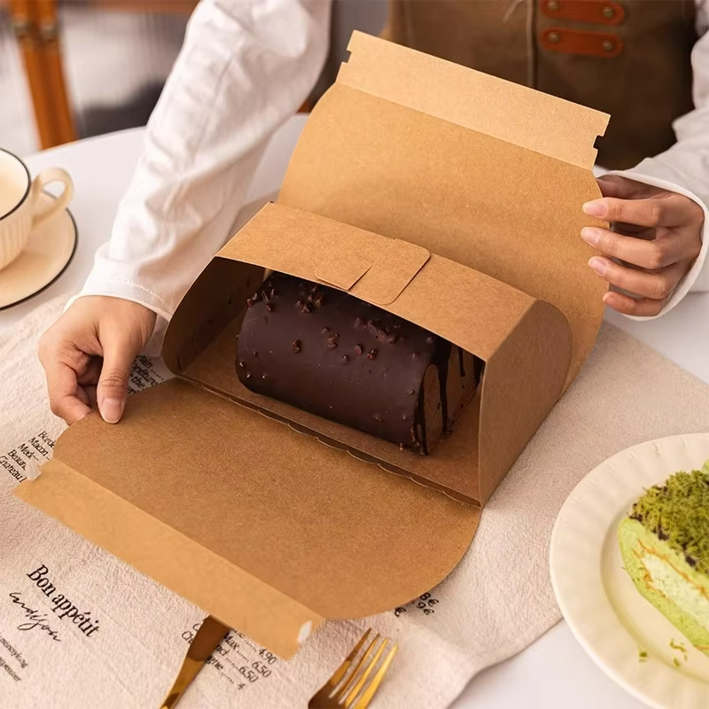 Custom Dessert Boxes in Unique Shapes for Tiramisu, Mousse & French Roll Cakes - White Card/Kraft Paper Packaging - YongFa Packaging