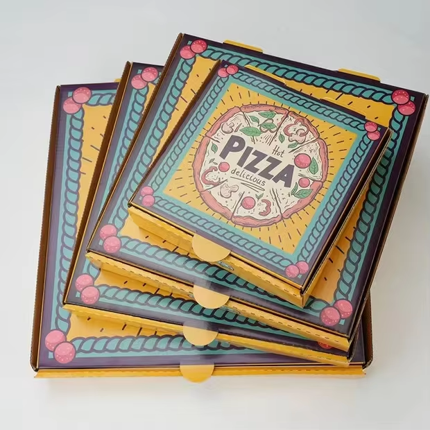 Durable takeaway pizza containers from Yongfa Packaging, wholesale food-grade boxes shipping to UK and Russia.