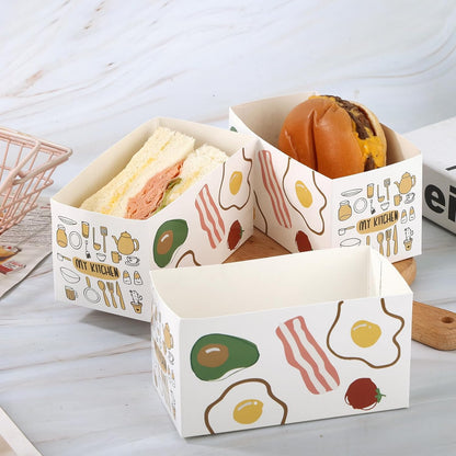 Eco-friendly disposable paper takeout sandwich boxes with custom logo from YongFa Packaging, perfect for food delivery and catering.