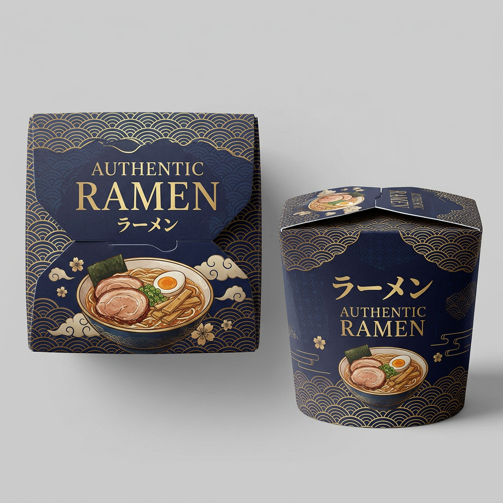 Custom 16oz paper noodle takeout containers by YongFa Packaging with leak-proof dual PE coating for authentic ramen packaging.