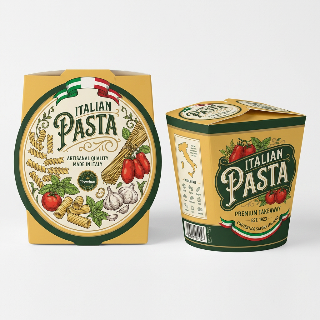Custom 16oz paper noodle boxes from YongFa Packaging, leak-proof takeout containers with dual PE coating for Italian pasta.
