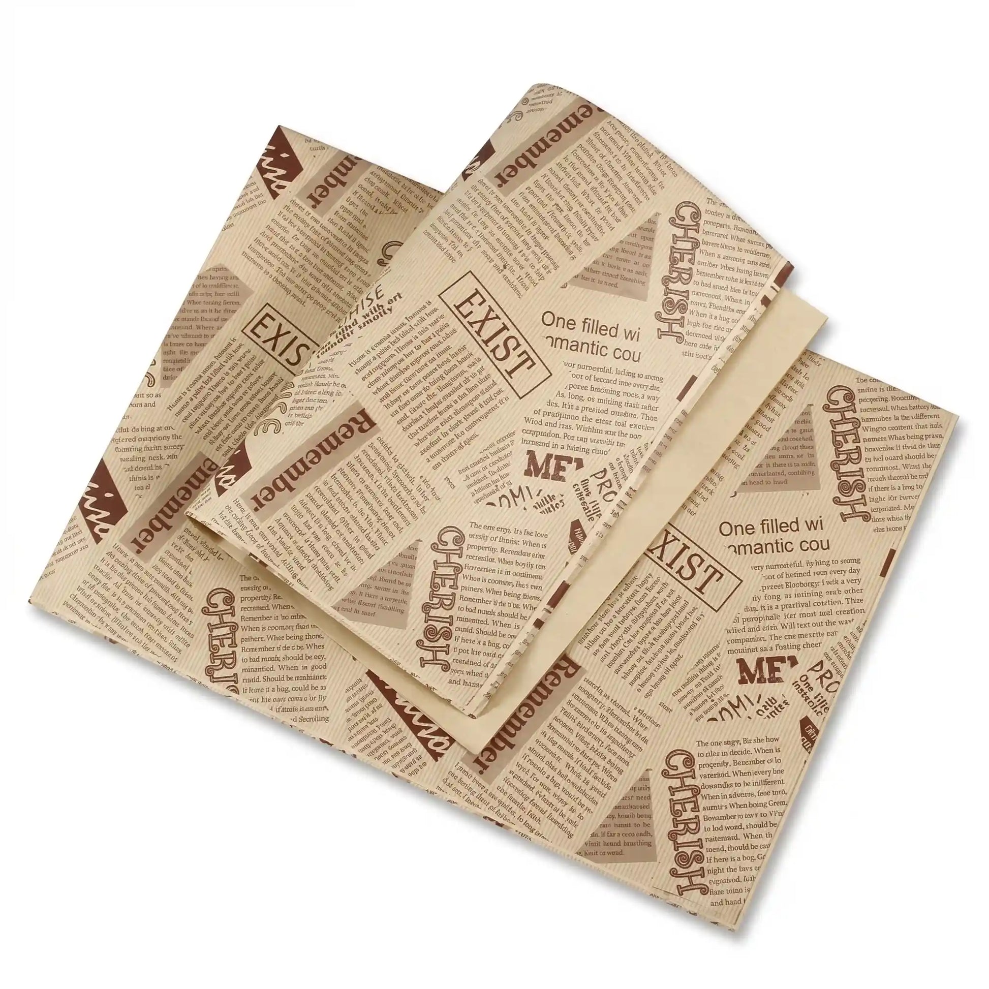 Food grade deli wrap paper sheets from YongFa Packaging, 15x11 inches, greaseproof basket liners for food service, shown in the image.