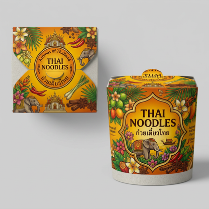 Custom 16oz paper noodle takeout container with leak-proof dual PE coating by YongFa Packaging, ideal for Thai noodles.