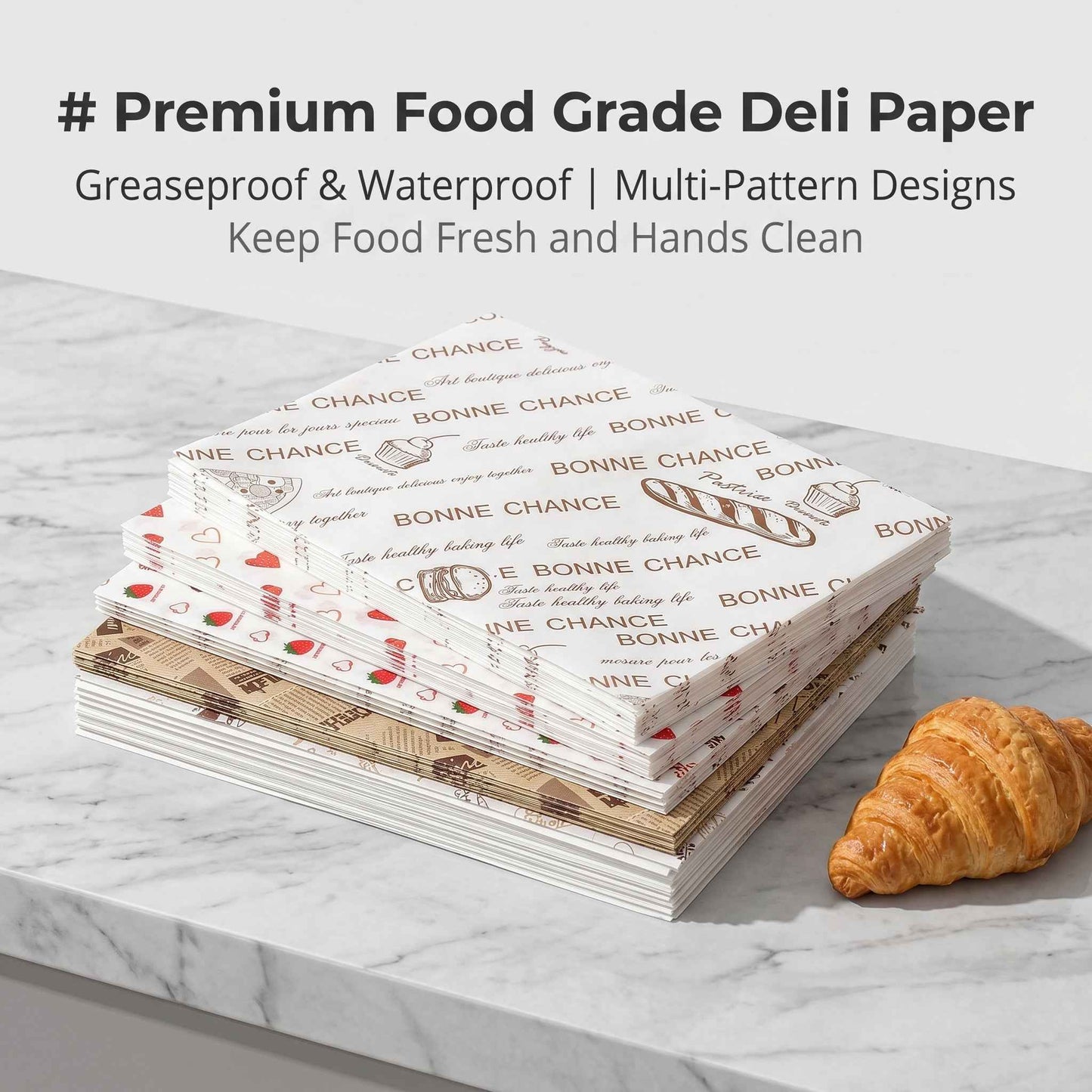 Premium Newspaper Print Deli Wrap Paper Sheets - 15" x 11" Food Grade Greaseproof Basket Liners for Sandwiches, Burgers, and Bakery (100 / 300 / 500 Pack)