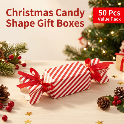 Assembled Christmas cracker style paper favor box for holiday bakery treats