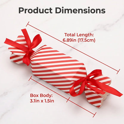 Christmas candy favor box holiday flatlay styling with candy canes and pinecones