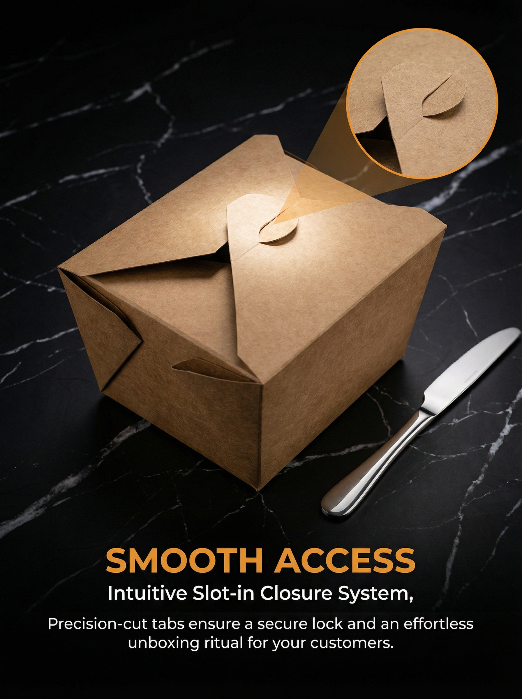 Set of kraft paper takeout containers with custom logo branding by YongFa Packaging, eco-friendly and suitable for food packaging.