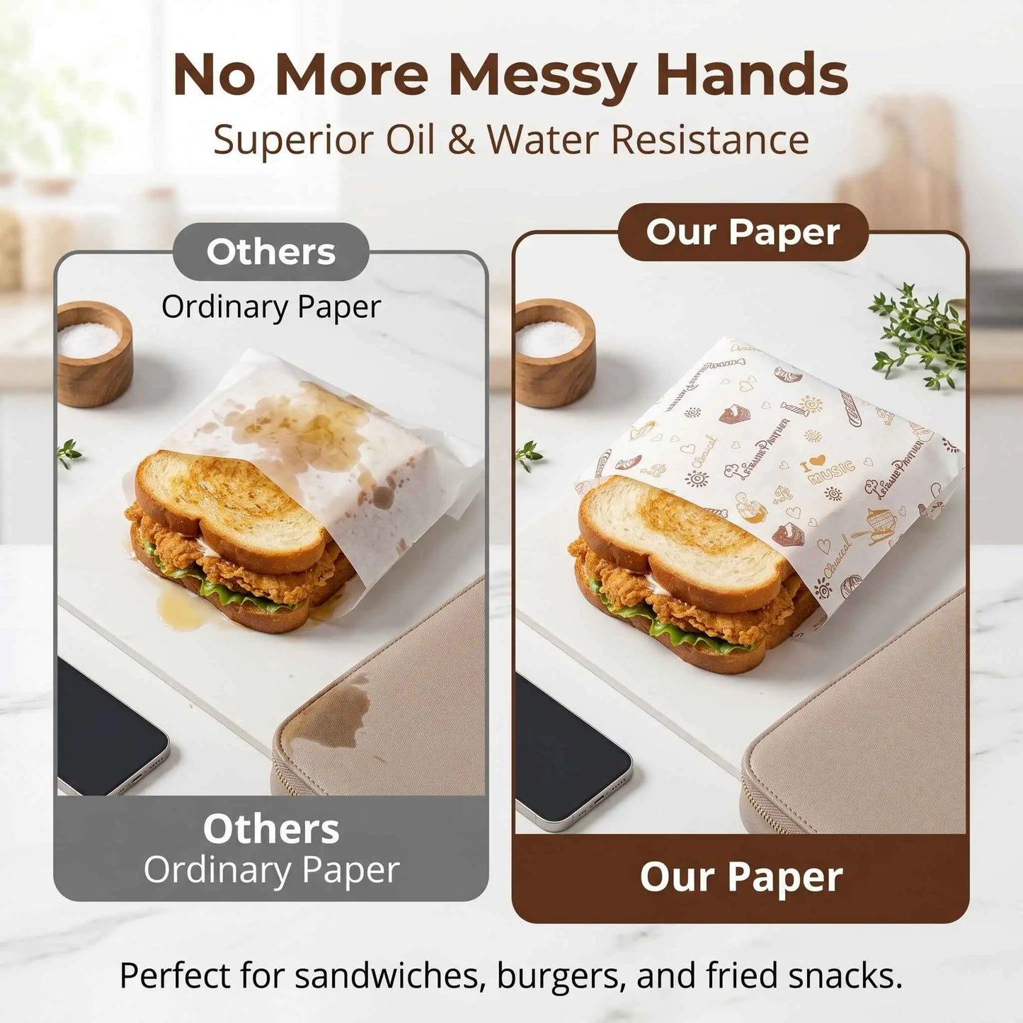 Wholesale Deli Wrap Paper by YongFa Packaging, 15x11 inches, food-grade grease-resistant liner for takeout and baskets.