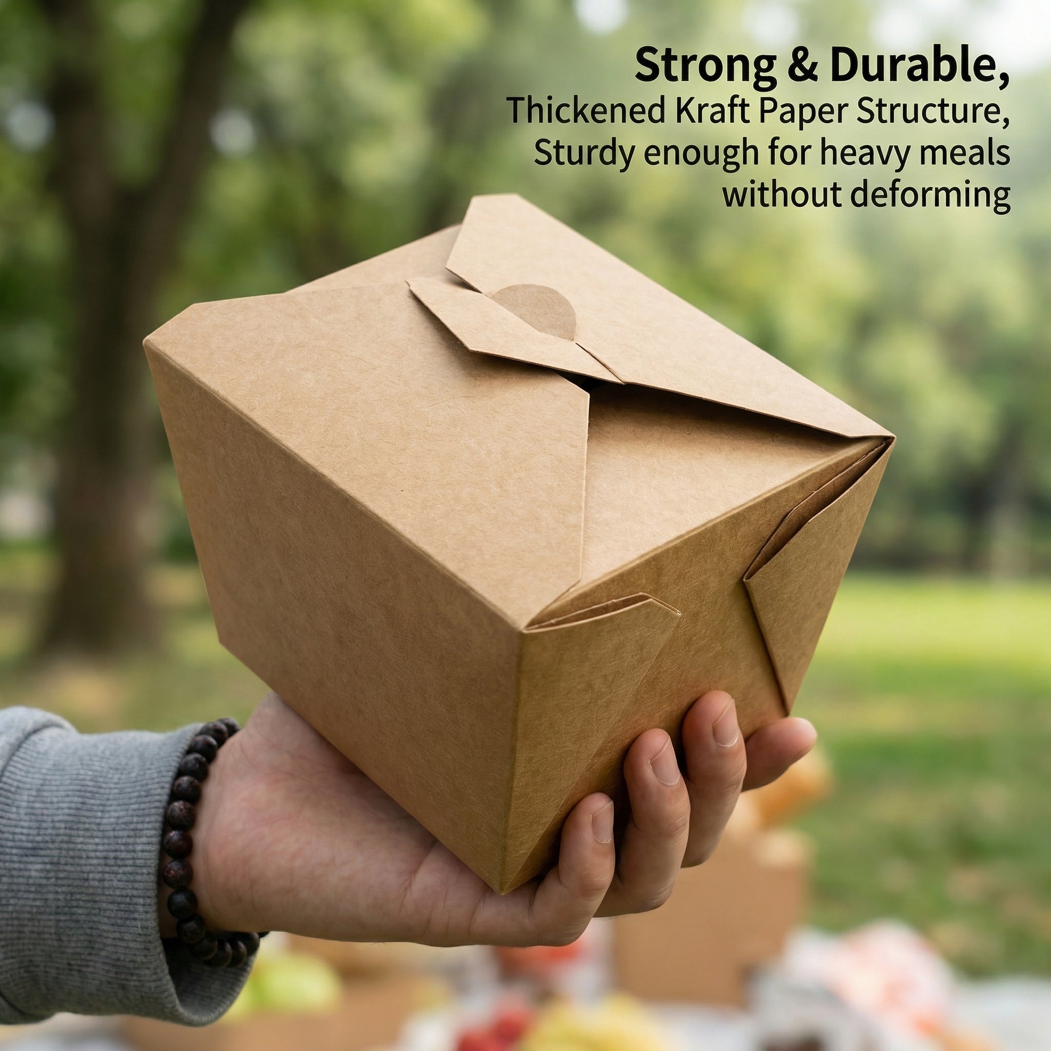 Eco-Friendly Takeout Box with Locking Lid & Reinforced Corners - Custom Printed Kraft Paper Food Container - YongFa Packaging