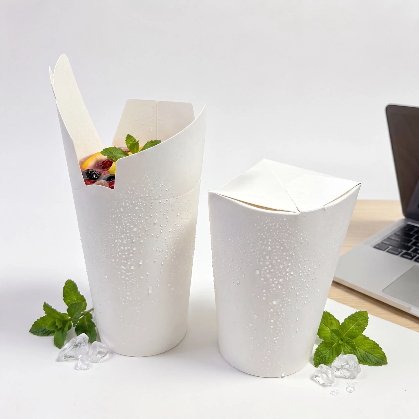 YongFa Packaging custom logo butterfly eco paper cup without lid, 8oz, 12oz, or 16oz sizes, featuring butterfly design on white background