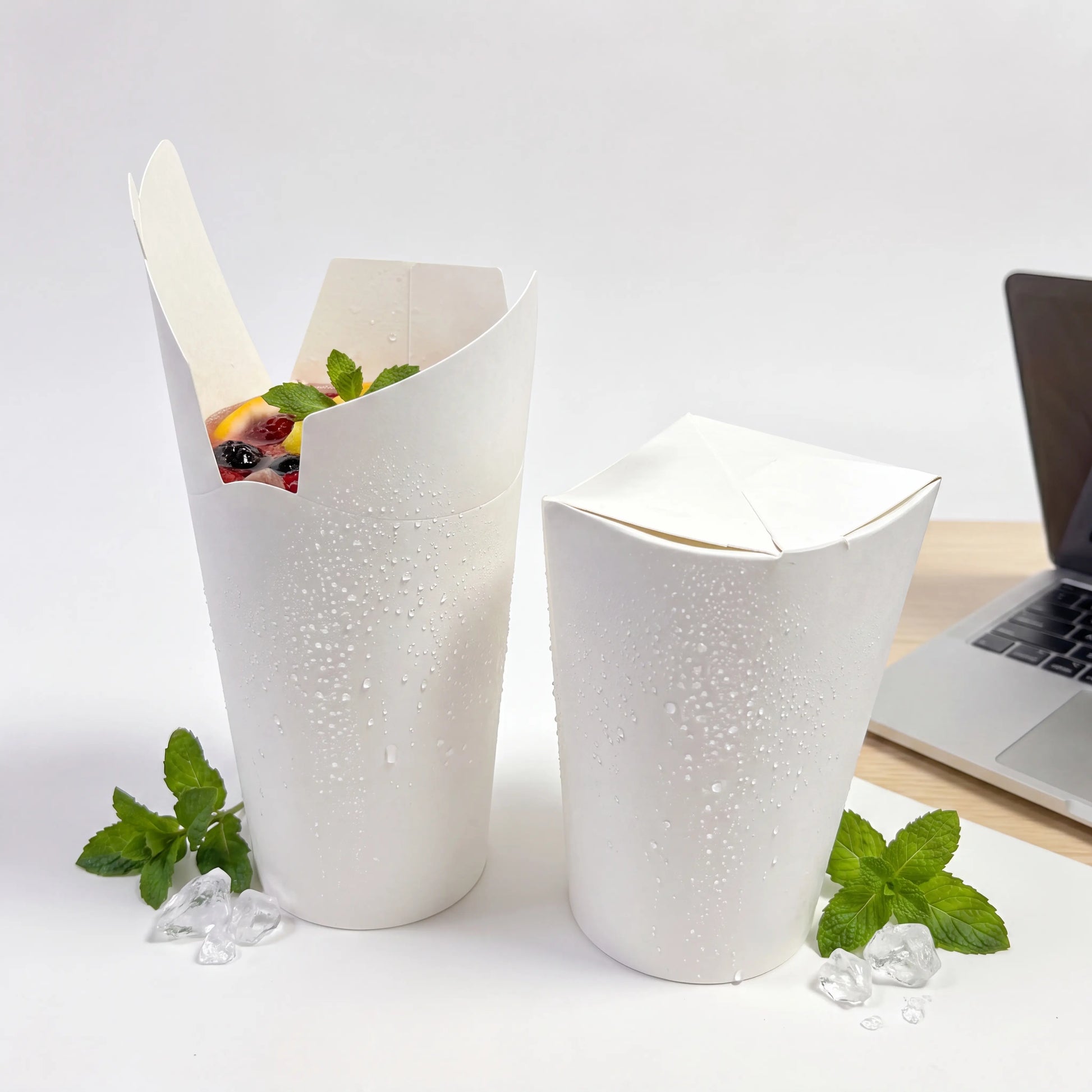 YongFa Packaging custom logo butterfly eco paper cup without lid, 8oz, 12oz, or 16oz sizes, featuring butterfly design on white background