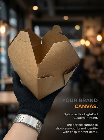 Custom branded Kraft paper takeout containers from YongFa Packaging, eco-friendly boxes shown in a batch arrangement.