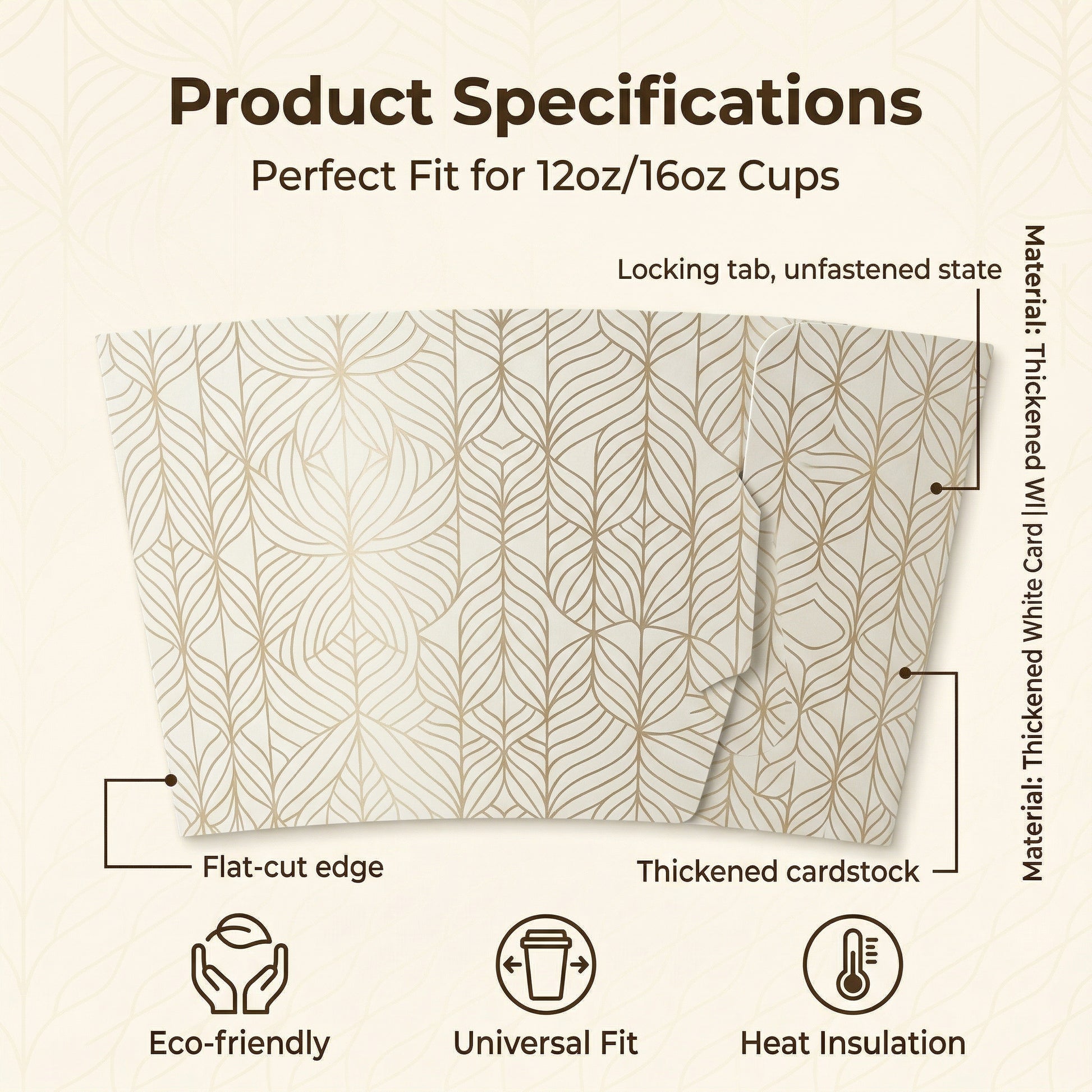 Full-color printed custom coffee cup sleeves with YongFa Packaging branding, showcasing vibrant branded cup jackets.