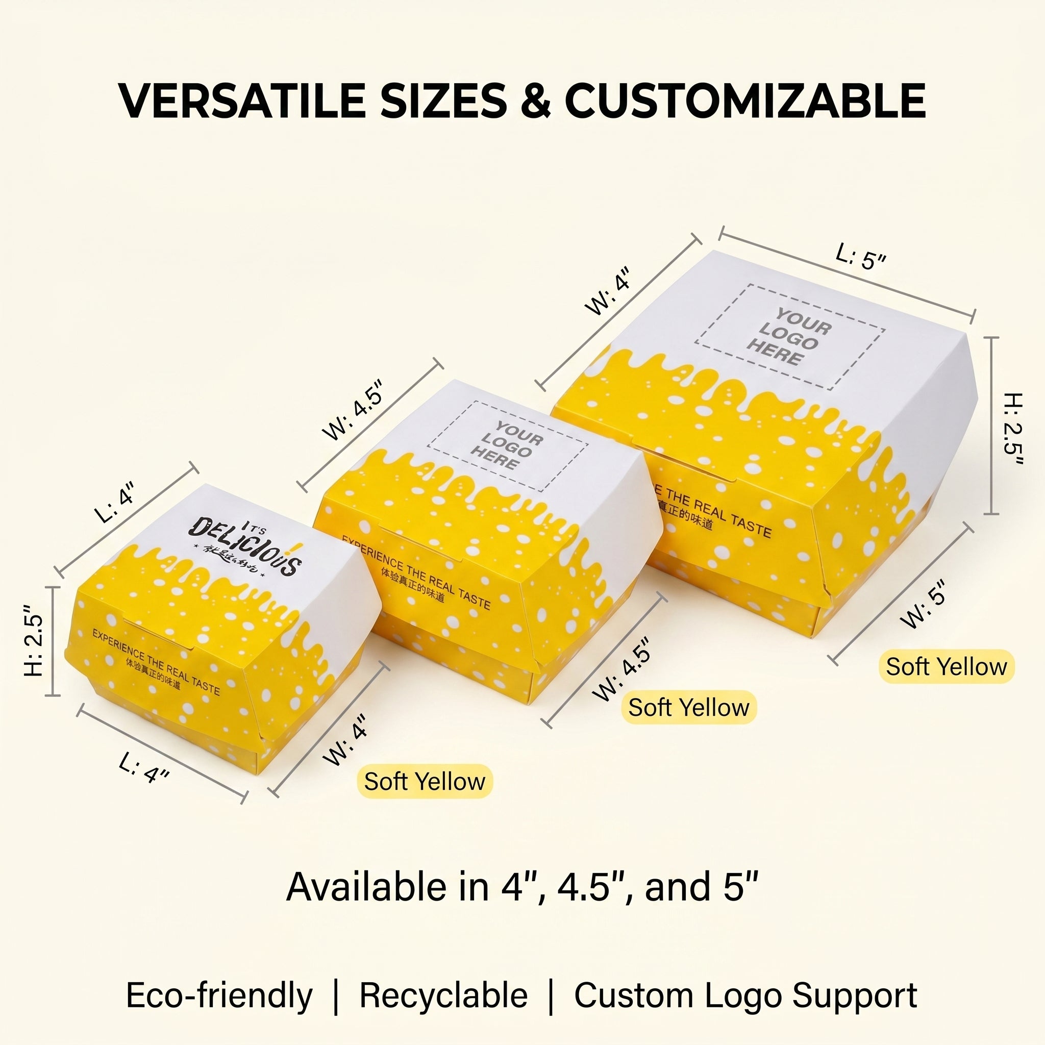 Custom printed burger boxes by Yongfa Packaging, biodegradable takeaway food housing shipping to Russia and Europe (Доставка в Россию)
