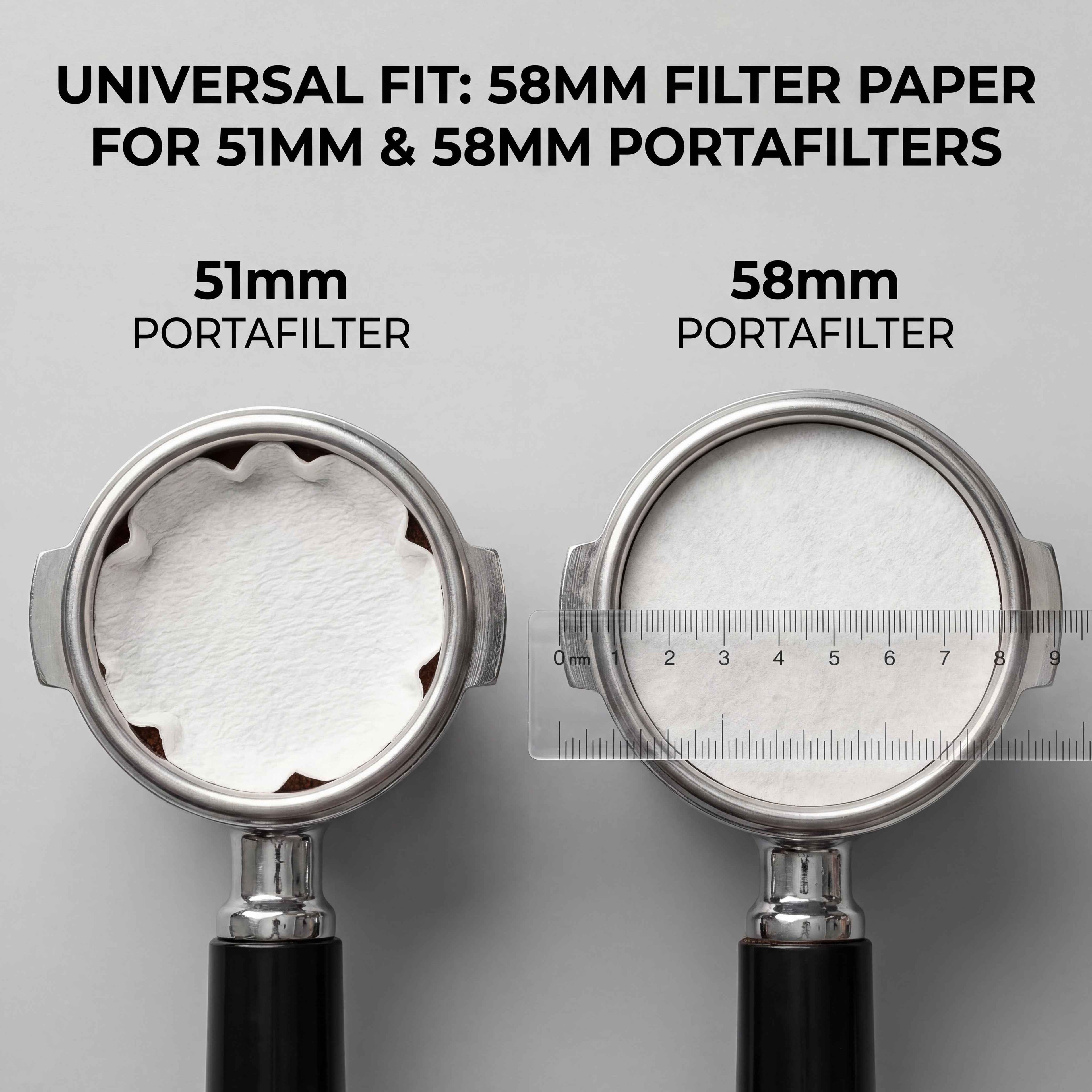 58mm Coffee Filter Paper - Premium Espresso Filter Paper for E61, Breville & More | 100-500 Count | Keeps Shower Screen Clean - YongFa Packaging