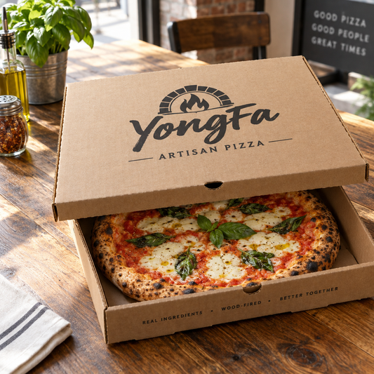 Custom printed pizza box with logo for restaurant food delivery