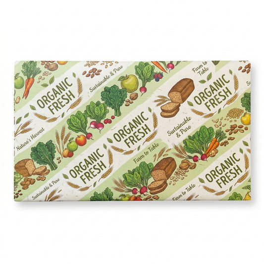 Wholesale food-grade 17gsm custom printed tissue paper by Yongfa Packaging, with colorful design, folded for display.