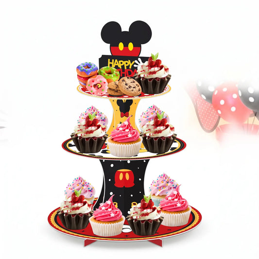 3 tier biodegradable cardboard cupcake stand holding 12 to 24 cupcakes