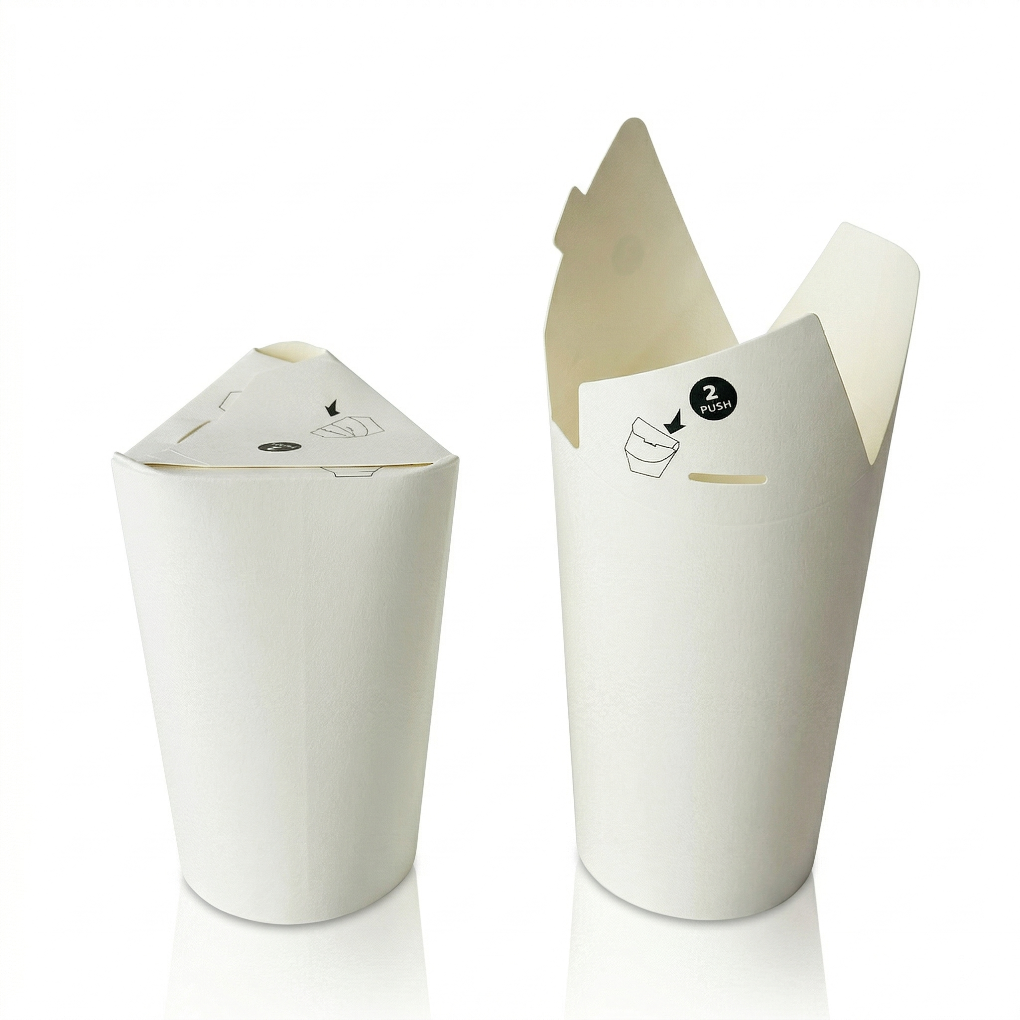 Lid-free Butterfly Cup by Yongfa Packaging, 100% plastic-free biodegradable coffee cups for wholesale in USA, UK, and Australia.