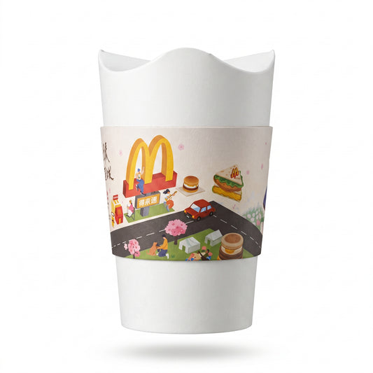 Custom printed Kraft paper cup sleeves by Yongfa Packaging, heat-insulating coffee cup jackets for cafes in USA and Australia.