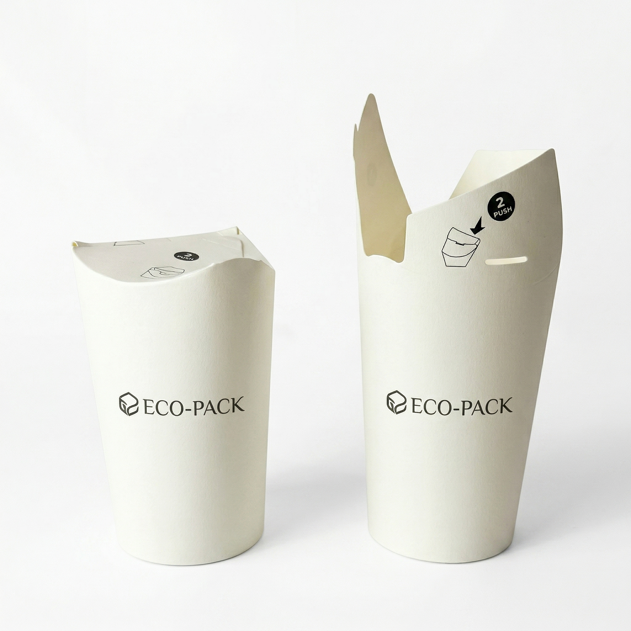 Custom Logo Butterfly Cup – Lid-Free Eco Paper Cups | MOQ 5,000 pcs | 8oz / 12oz / 16oz