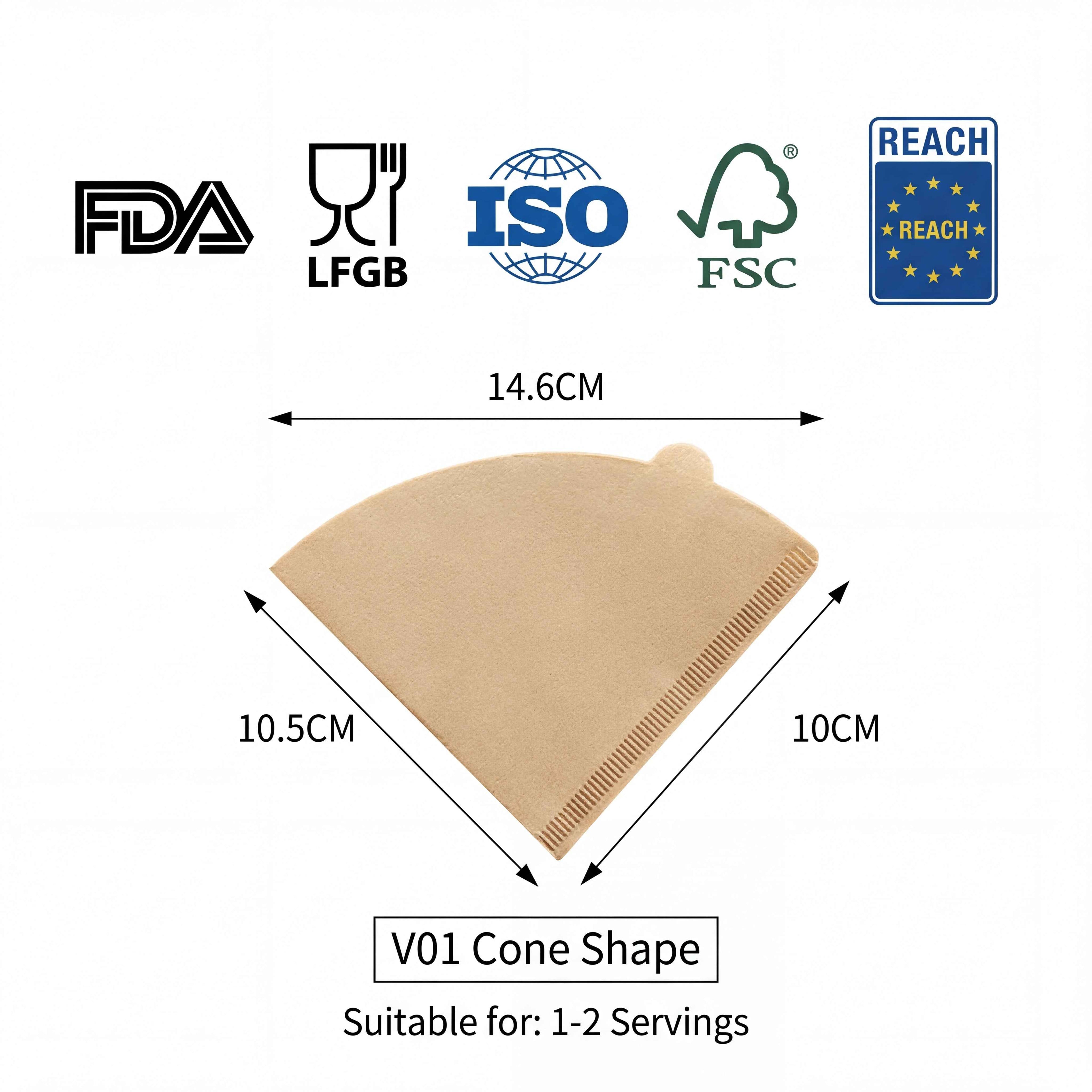 V60 Coffee Filters - Premium Natural Unbleached Paper | Size 01 & 02 - YongFa Packaging