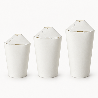 Butterfly paper cups shown in 8 oz, 12 oz, and 16 oz sizes